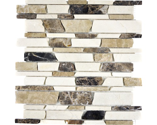 Kamenná mozaika MOS Brick 295 27,5x30 cm béžová/hnedá Mozaiková dlaždica z prírodného kameňa pre obklady stien a podláh