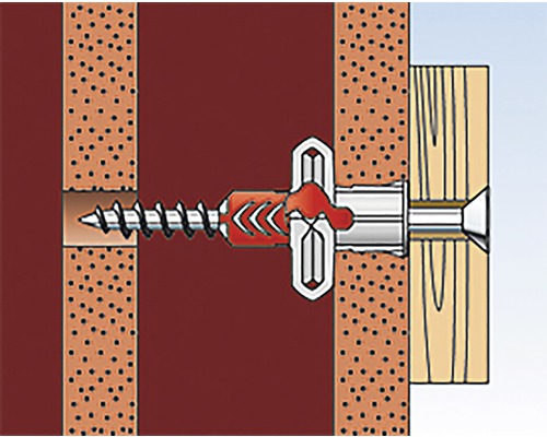 Ilustrácia upevnenia hmoždinky do dutých priestorov v stene