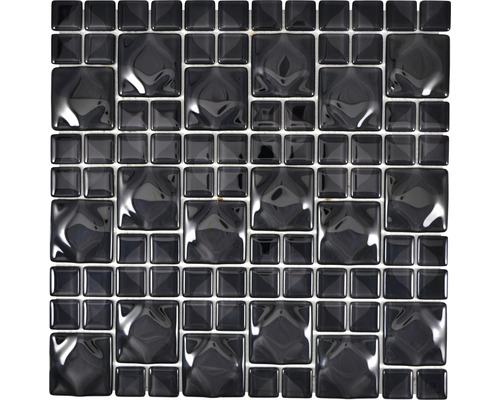Sklenená mozaika WAVY 05 30x30 cm čierna