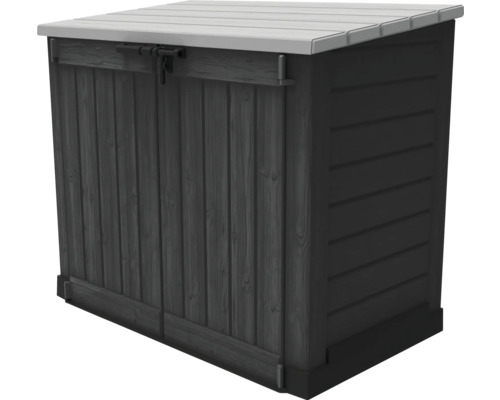 Prístrešok na popolnice Keter Store-It-Out Max plastový 145,5x82x125 cm antracit Záhradná truhlica imitácia dreva s uzamykateľným vekom