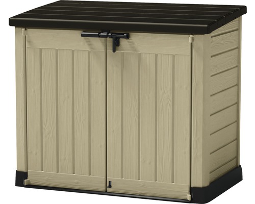 Prístrešok na popolnice Keter Store-It-Out Max plastový 145,5x82x125 cm béžový Záhradná skriňa s dvojkrídlovými dverami a uzamykateľnou západkou