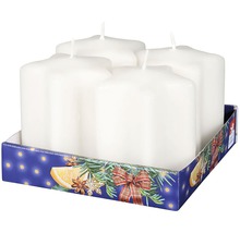 Štyri biele adventné sviečky v ozdobnej krabičke