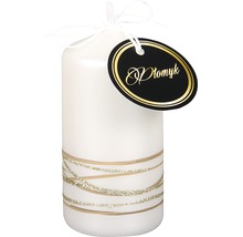 Sviečka s dekoráciou a štítkom