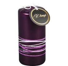 Dekoratívna stĺpová sviečka s trblietavými a bielymi ozdobami