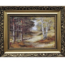 Obraz s lesnou cestou v zlatom ráme