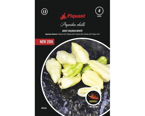 Chilli paprička Bhut Jolokia White Piquant Semená pikantnej papriky chilli odrody Bhut Jolokia White, balenie ôsmich semien