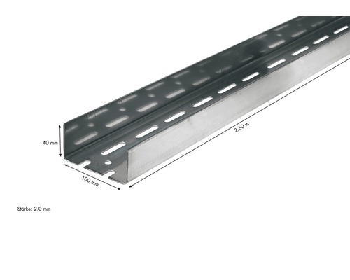 Profilová lišta z kovu, dĺžka 2,60 metra, s perforáciou
