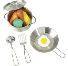 Súprava do detskej kuchynky s hrncom, panvicou, zeleninou, naberačkou a obracačkou