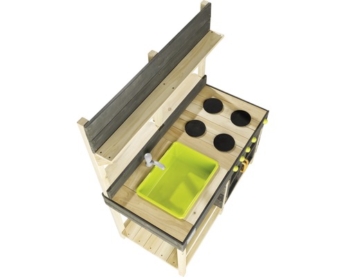 Drevená detská kuchynka s umývadlom a varnými platňami