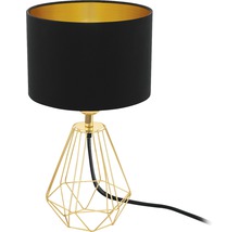 Stolná lampa s čiernym tienidlom a zlatým kovovým rámom