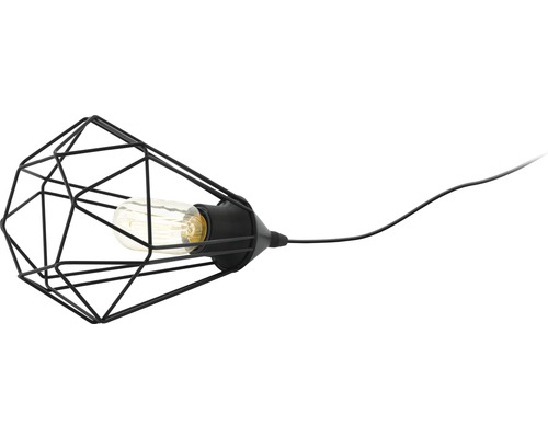 Čierna drôtená lampa so žiarovkou