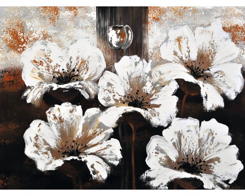 Maľovaný obraz Hnedé kvety 60x80 cm