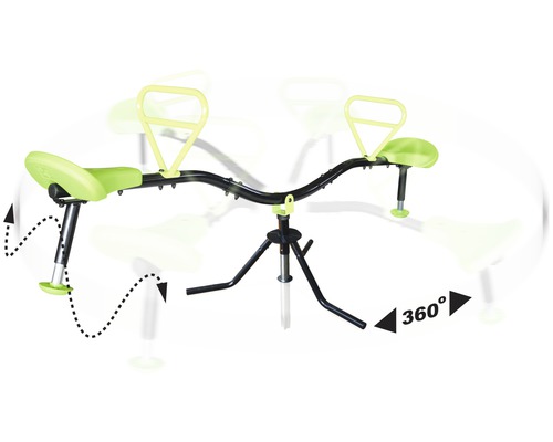 Otočná hojdačka so sedadlami a madlami, otočná o 360 stupňov
