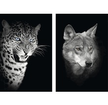 Dekoratívne nástenné obrazy s motívmi leoparda a vlka