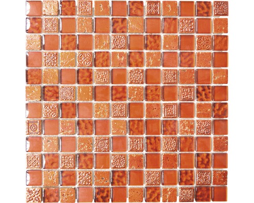 Sklenená mozaika XCM CB 30 MIX ČERVENÁ 30x30 cm