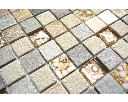 Mozaiková dlaždica so vzhľadom kameňa a skla