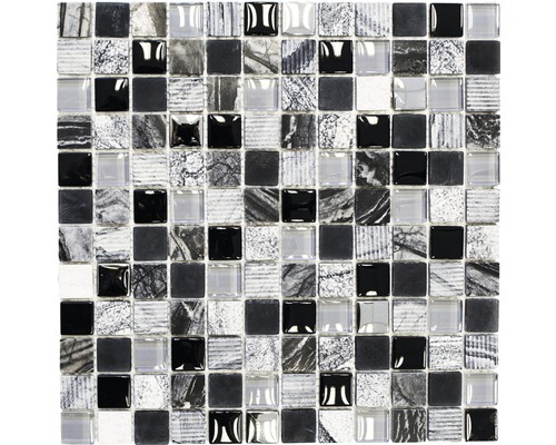 Sklenená mozaika s prírodným kameňom XCM HQ24 MIX VIACFAREBNÁ 30x30 cm-0