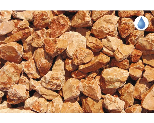 Dekoračný štrk ako sypký materiál so symbolom pre vodopriepustnosť