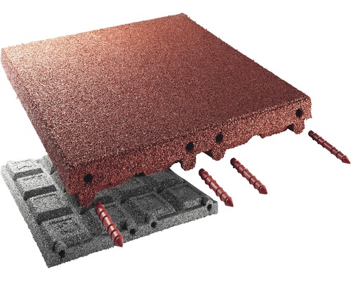 Gumová granulovaná dlaždica so spájacími kolíkmi