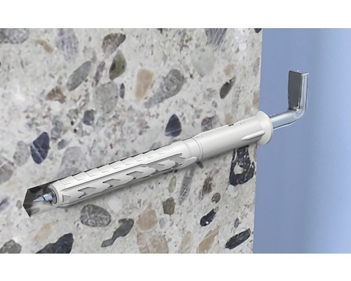 Univerzálna hmoždinka so skrutkovacím hákom v stene