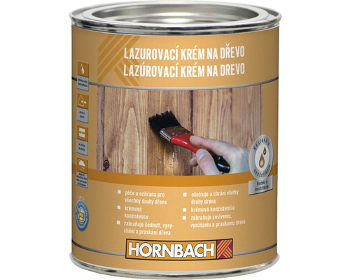 Krémová lazúra na drevo v kovovom vedre so štetcom