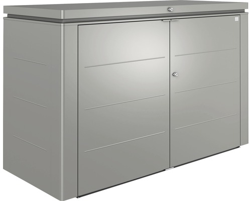Záhradná skrinka Biohort Highboard plechová 200x84x127 cm sivý kremeň metalická Kovová záhradná skrinka s dvomi dverami a vodorovným líniovým dizajnom