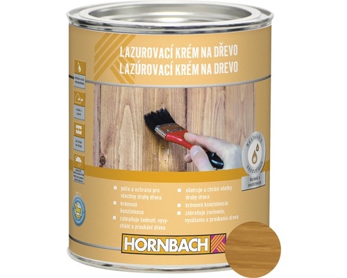 Krémová lazúra na drevo v kovovom vedre so štetcom