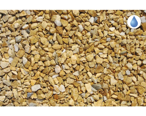 Žltý okrasný štrk so symbolom priepustnosti vody