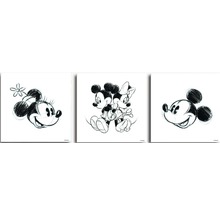 Trojdielny nástenný obraz s motívmi Mickeyho a Minnie Mouse