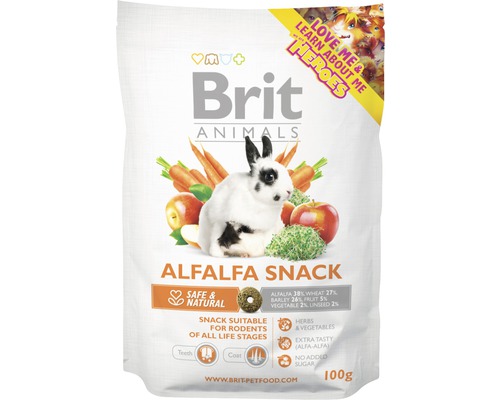 Maškrty pre králiky Brit Animals Alfalfa Snack 100 g