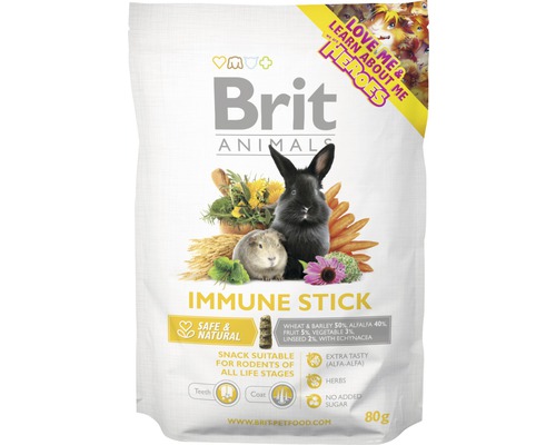 Maškrty pre hlodavce Brit Animals Immune Stick 80 g
