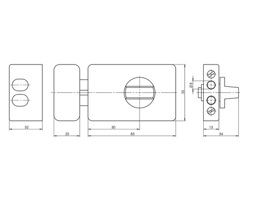 Technický nákres dverného závory s rozmermi