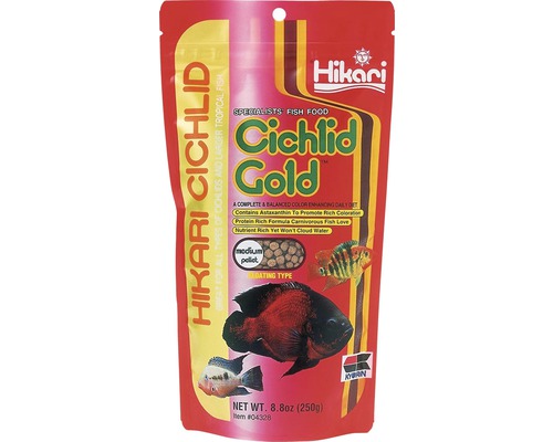 Krmivo pre cichlidy Hikari Cichlid Gold Medium 250 g Krmivo pre ryby Hikari Cichlid Gold v červenom obale