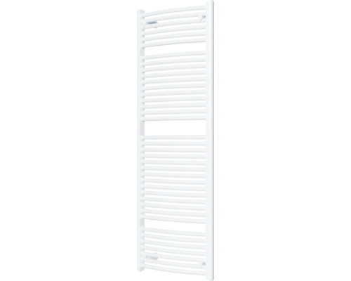 Biely kúpeľňový radiátor so zakrivenými vykurovacími rúrkami