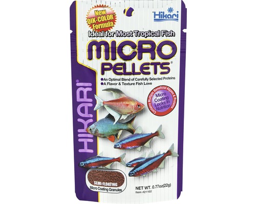 Granulované krmivo pre ryby Hikari Micro Pellets 22 g Hikari Micro Pelety krmivo pre tropické ryby, balenie 22 gramov