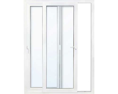 Posuvné dvere plastové biele s tvrdeným sklom 1800 x 2000 mm