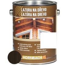 Lazúra na drevo v kovovej nádobe s informáciami o produkte a vzorkovníkom farieb