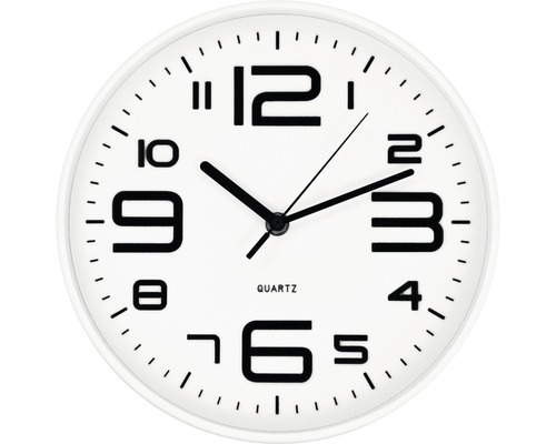 Nástenné hodiny plastové čierno-biele Ø 25 cm