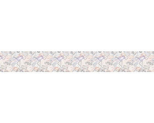 Samolepiace PVC tapeta do kuchyne mySPOTTI splash Známky 60x450 cm Dizajn tapety s pečiatkami v cestovnom pase