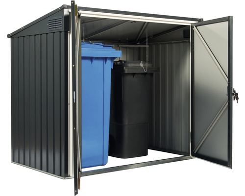 Kovový box na smetné nádoby s dvoma smetnými nádobami