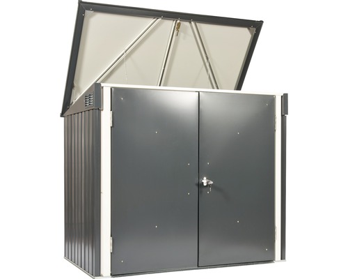 Otvorený kovový box na náradie s uzamykateľnými dvierkami