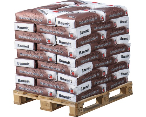 Paleta s vrecami murovacej malty značky Baumit