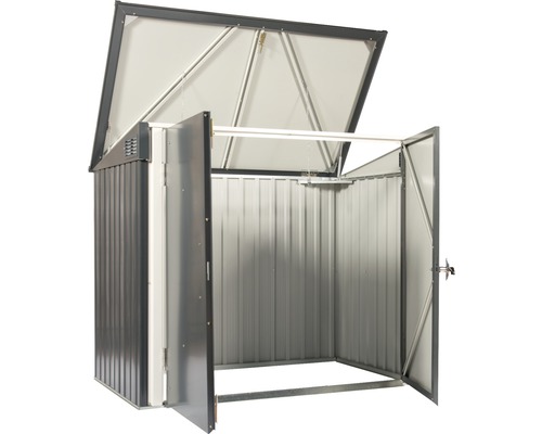 Otvorená kovová kôlňa s vyklopenou strechou