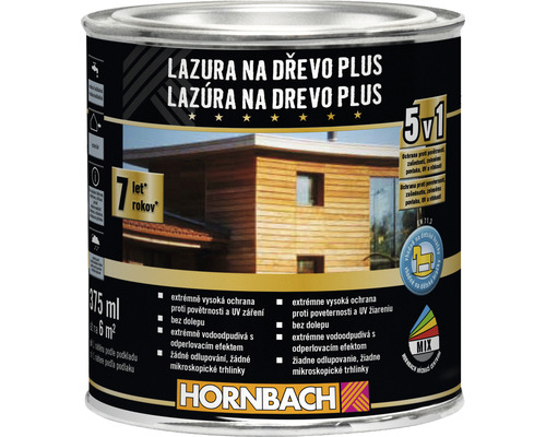 Lazúra na drevo Hornbach Plus 0,375 l mahagón Plechovka lazúry na drevo s logom Hornbach