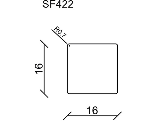 Štvorcový profil SF422 s rozmermi 16 x 16 mm