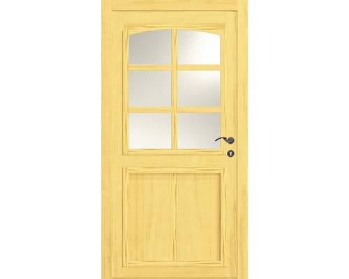 Drevené dvere so sklenenou výplňou a kovaním