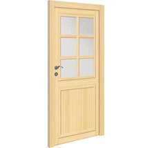 Drevené dvere so sklenenou výplňou a kovaním