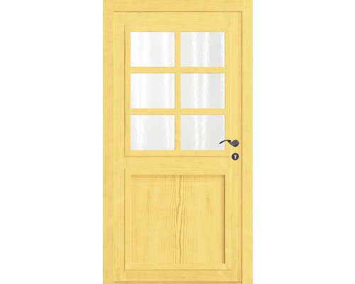 Drevené dvere so sklenenou výplňou a kovaním