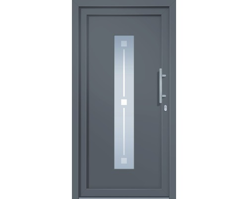 Vchodové dvere s obdĺžnikovou sklenenou vložkou a madlom