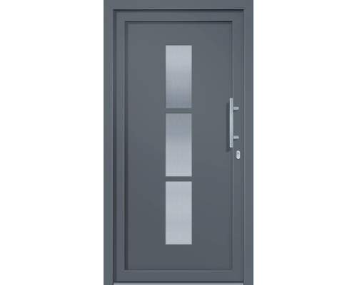 Vchodové dvere s tromi sklenenými výplňami a tyčovým držadlom